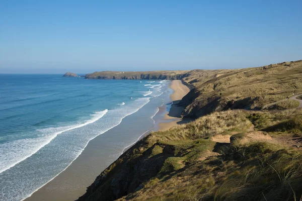 Phalesand Perranporth North Cornwall England Vom Küstenpfad Aus Gesehen — Stockfoto