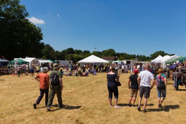 Güzel yaz havası 8 Temmuz 2018 Pazar günü Somerset'in Priddy folk festivaline ziyaretçi çekti