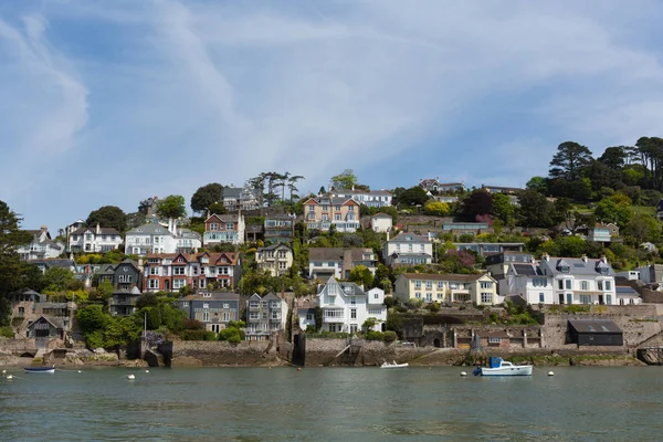 Historické Anglické Město Dartmouth Devon Domy Kopci River Dart — Stock fotografie