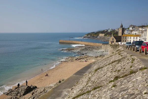 Porthleven Cornwall Strand Und Brechen Wellen England — Stockfoto