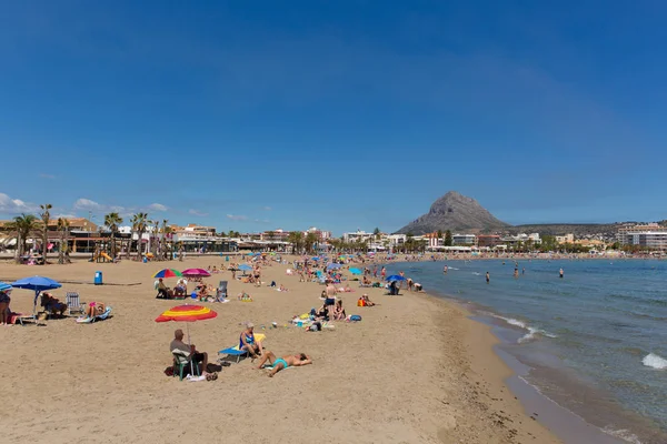 Playa Del Arenal Beach Javea Spanien Sommaren Med Blå Himmel — Stockfoto