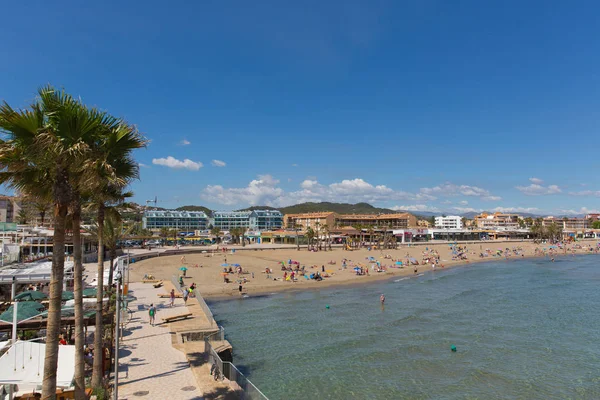 Xabia Spanje Playa Del Arenal Strand Zomer Met Blauwe Lucht — Stockfoto