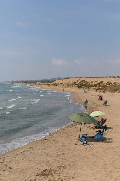 Strandutsikt Från Faro Del Puerto Norr Guardamar Del Segura Costa — Stockfoto