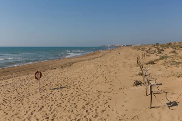 Bella Spiaggia Sabbia Naturale Dune Sabbia Vicino Guardamar Segura Costa — Foto Stock