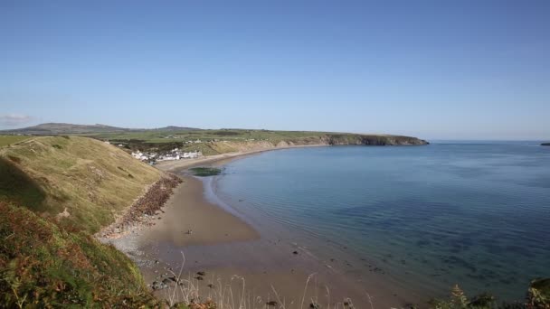 Aberdaron Praia Costa Lin Península Gwynedd País Gales Costa Popular — Vídeo de Stock
