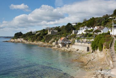 Sahil manzaralı St Mawes Cornwall Roseland Yarımadası İngiltere