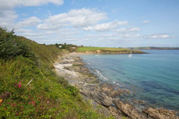 Porthcurnick Cornwall Vista Costa Península Roseland Inglaterra Reino Unido — Fotografia de Stock