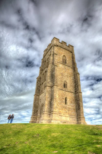 Glastonbury Tor Somerset Historic Landmark Tourist Attraction Portrait View — Stock Photo, Image