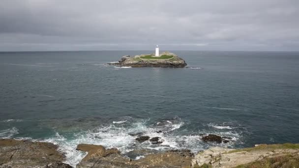 Lighthouse Island Godrevy Cornwall Coast — Stock Video