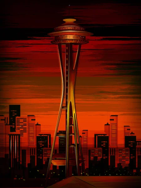 Seattle, Washington alan iğne Kulesi dünya ünlü tarihi Anıtı — Stok Vektör
