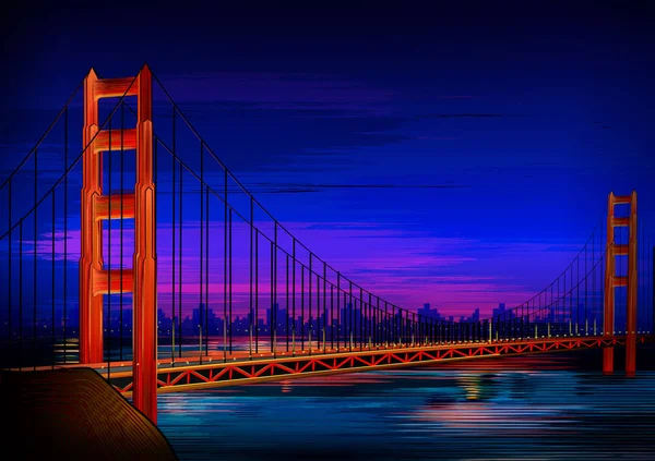 Puente Golden Gate monumento histórico mundialmente famoso de San Francisco — Archivo Imágenes Vectoriales