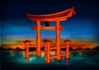 Miyajima Itsukuşima dünya ünlü tarihi anıt Japonya
