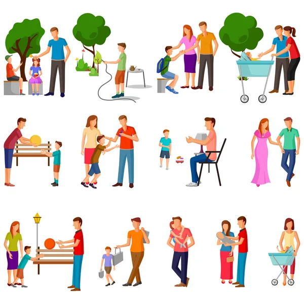 Happy family with father, mother and kid — Stock Vector