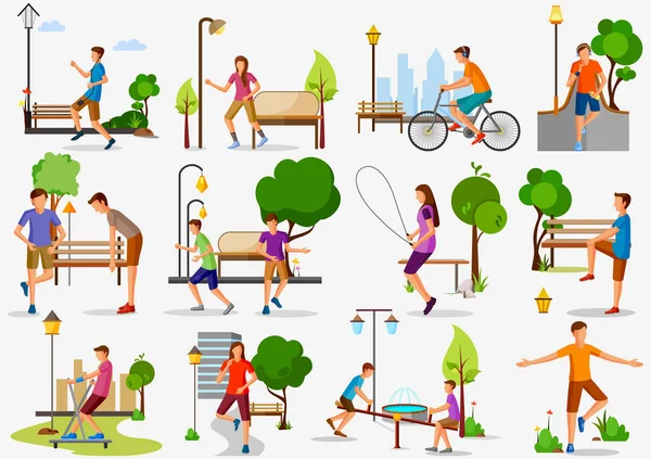 Ensemble de l'homme et de la femme faisant de l'entraînement et de l'exercice — Image vectorielle