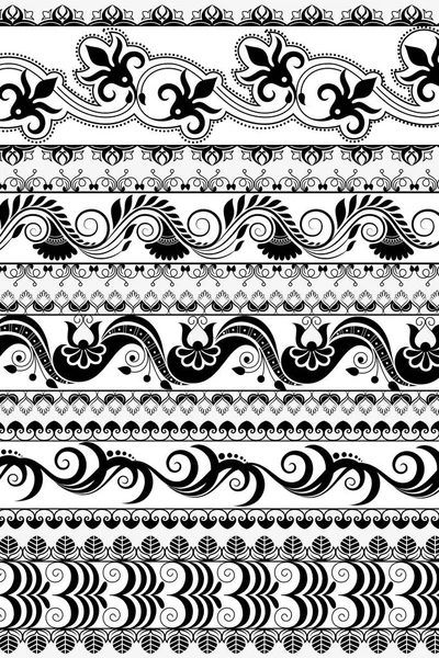 ディバイダーのヴィンテージの華やかな花枠線のベクトル図 — ストックベクタ