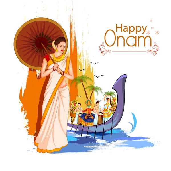 История фестиваля Happy Onam — стоковый вектор