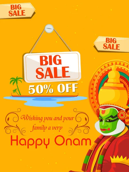 Feliz Onam Big Shopping Venda Anúncio fundo — Vetor de Stock