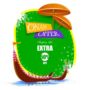 Mutlu Onam büyük alışveriş satış reklam arka plan Festivali Güney Hindistan Kerala için