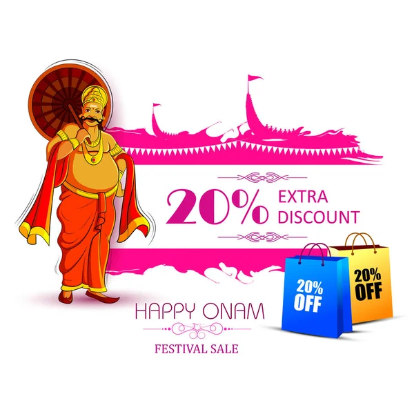 Happy Onam Big Shopping Vendita Pubblicità sfondo per il Festival del Sud India Kerala — Vettoriale Stock