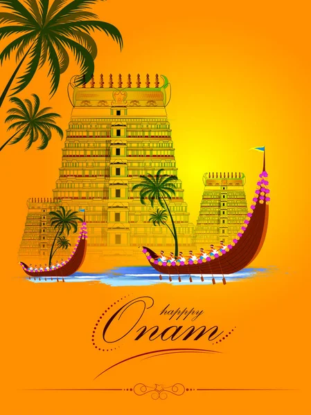 Happy Onam Hintergrund für Festival of South India Kerala — Stockvektor