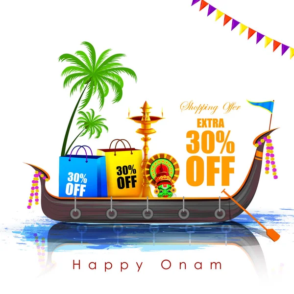 Mutlu Onam büyük alışveriş satış reklam arka plan Festivali Güney Hindistan Kerala için