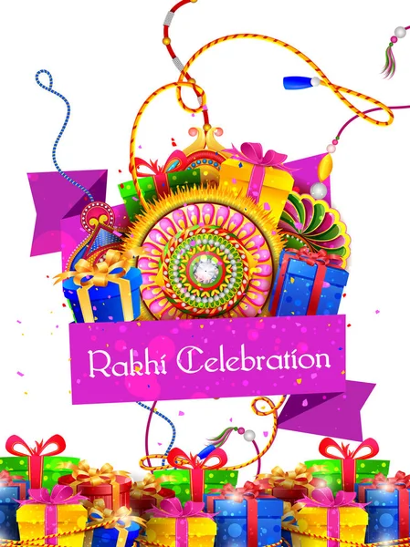 Rakhi decorado para o festival indiano Raksha Bandhan — Vetor de Stock