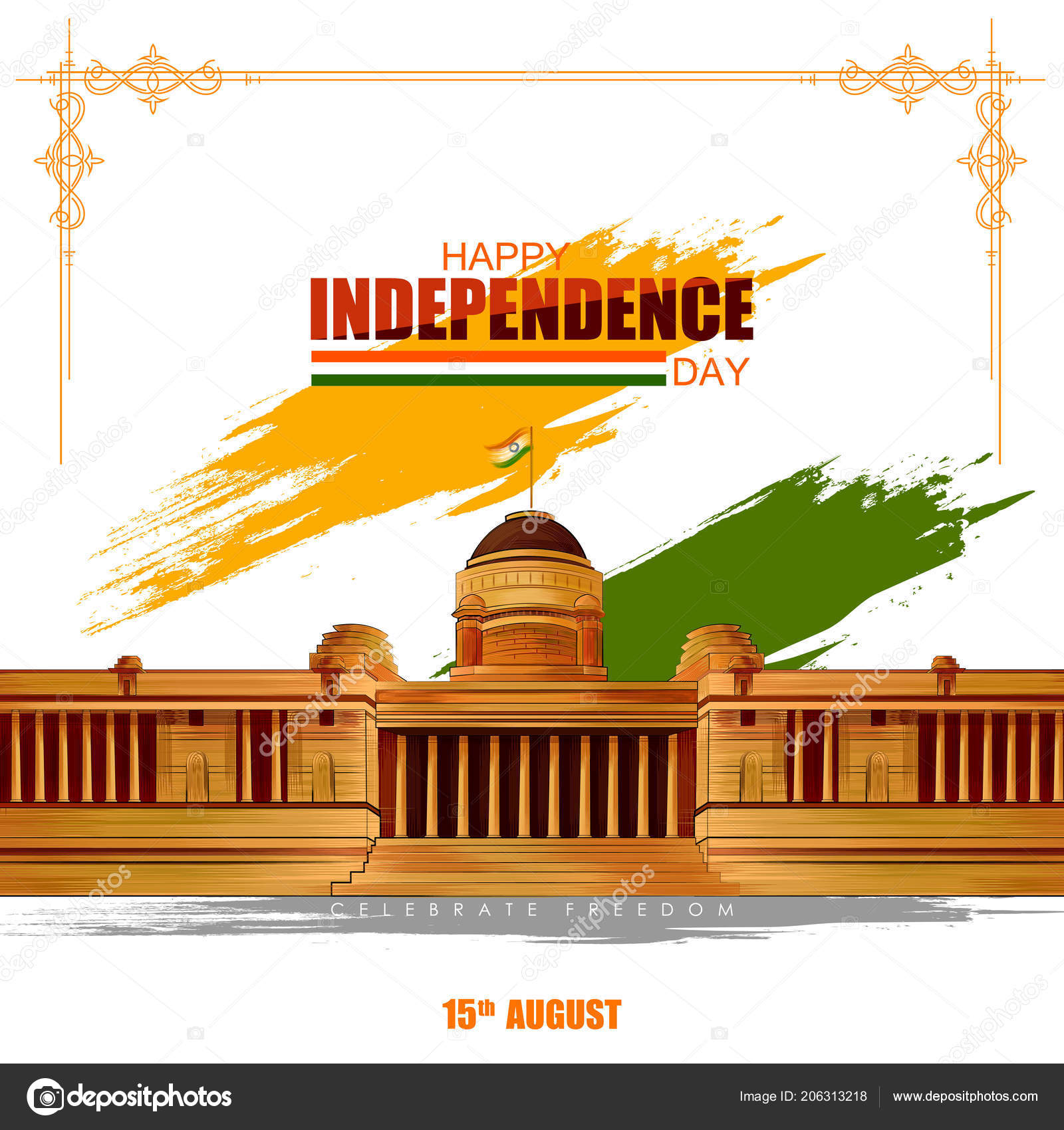 Indian tricolor background for 15th August Happy Independence Day of India  Stock Vector Image by ©stockshoppe #206313218