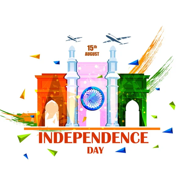 Słynny pomnik Indie Indian tle szczęśliwy dzień niepodległości — Wektor stockowy