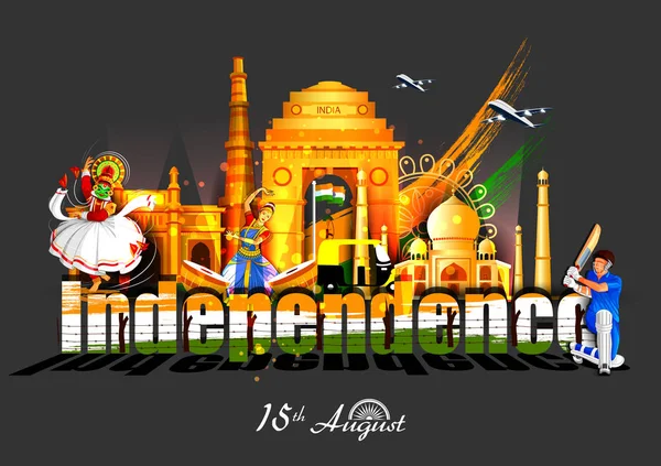 インド独立記念日8月15日｜Happy Independence Day of India — ストックベクタ