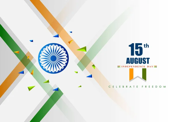 Indiano tricolore sfondo per il 15 agosto Felice Indipendenza Day of India — Vettoriale Stock