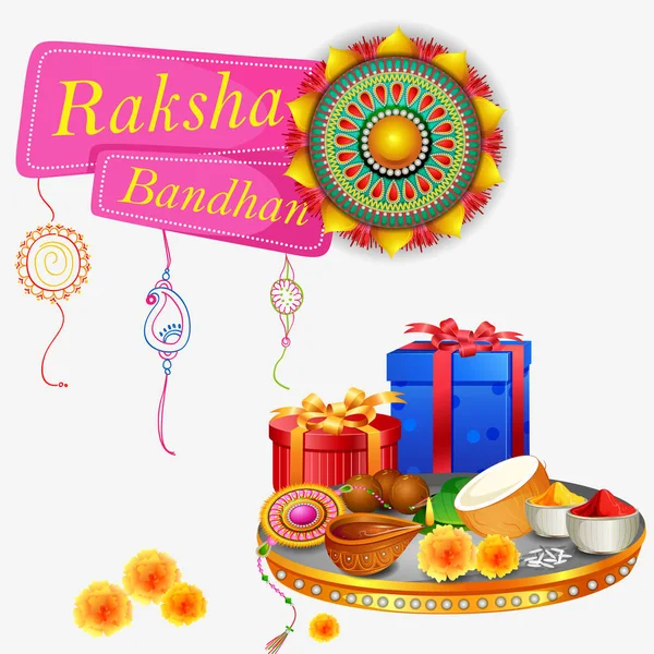 Geschmückter Rakhi für indisches Festival Raksha Bandhan — Stockvektor