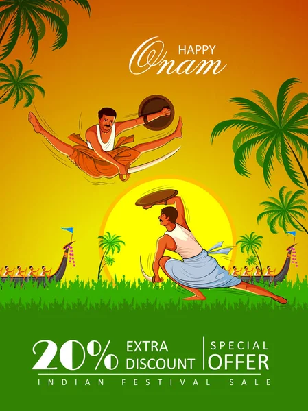 Happy Onam Big Shopping Vente Publicité de fond pour Festival of South India Kerala — Image vectorielle