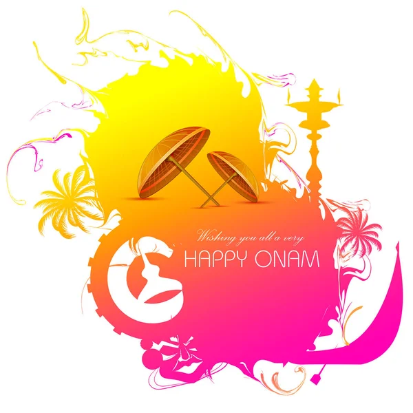 Happy Onam Hintergrund für Festival of South India Kerala — Stockvektor