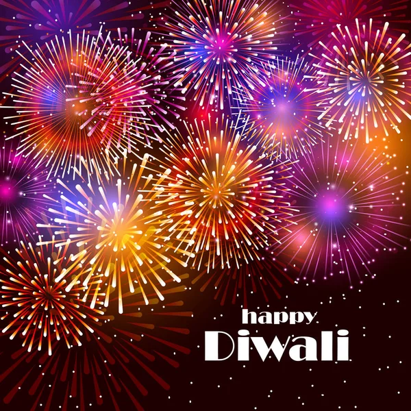 Coloridos fuegos artificiales para la celebración del festival Happy Diwali de la India — Archivo Imágenes Vectoriales