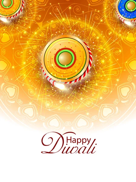 Kleurrijke vuurwerk voor Gelukkige Diwali festival van India viering — Stockvector