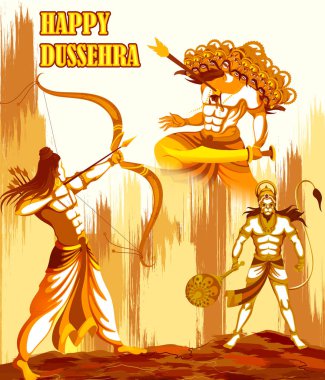 Tanrı Rama Ravana Hindistan'ın mutlu Dussehra Festivali öldürmek