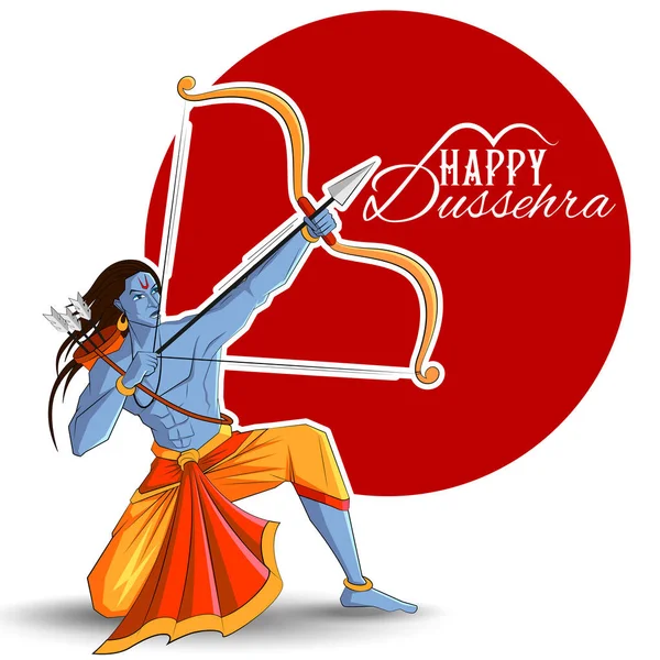 Λόρδου Ράμα σκοτώνοντας Ραβάνα στο Happy Dussehra Φεστιβάλ της Ινδίας — Διανυσματικό Αρχείο