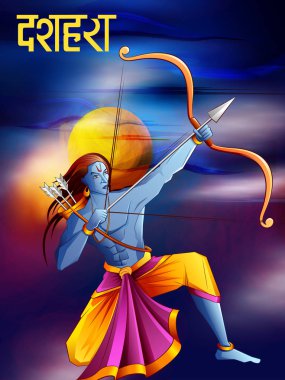 Tanrı Rama Ravana Hindistan'ın mutlu Dussehra Festivali öldürmek