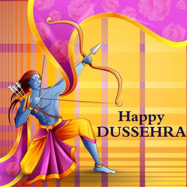 Tanrı Rama Ravana Hindistan'ın mutlu Dussehra Festivali öldürmek