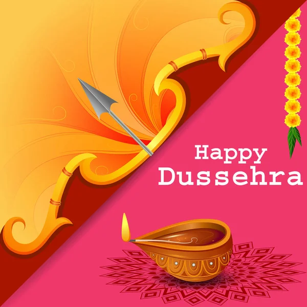 Arc et flèche du Seigneur Rama pour joyeuse fête de Dussehra en Inde — Image vectorielle