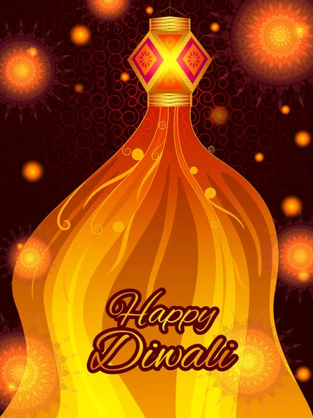 Decorado diya para feliz diwali festival fiesta celebración de la India saludo fondo — Vector de stock