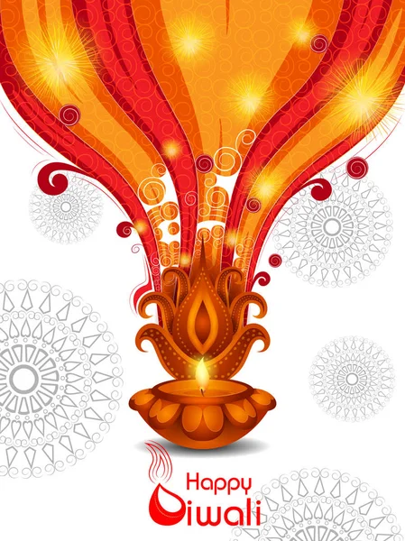 Vektor Illustration Dekorerad Diya För Happy Diwali Festival Semester Firande — Stock vektor