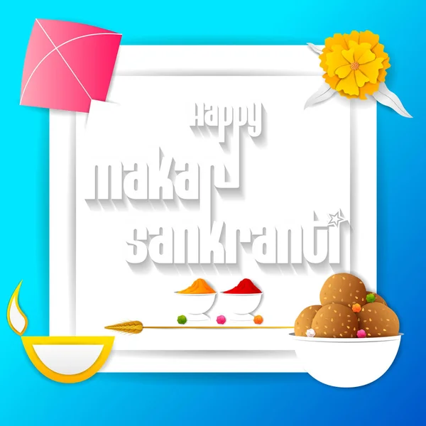 Mutlu Makar Sankranti bayram Hindistan festivali geçmişi — Stok Vektör