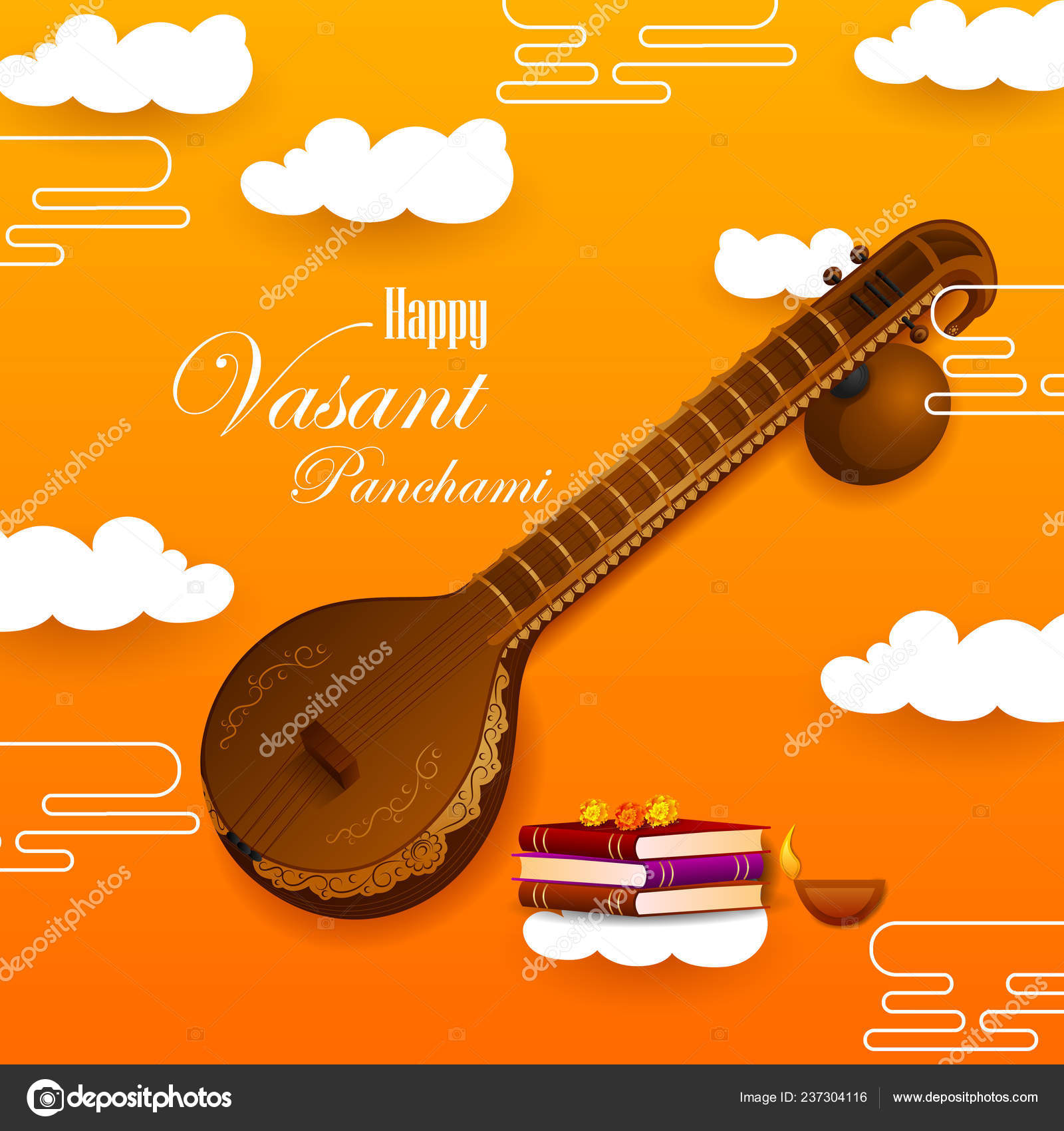 Vasant Panchami Saraswati Puja Indian festival background Stock Vector  Image by ©stockshoppe #237304116