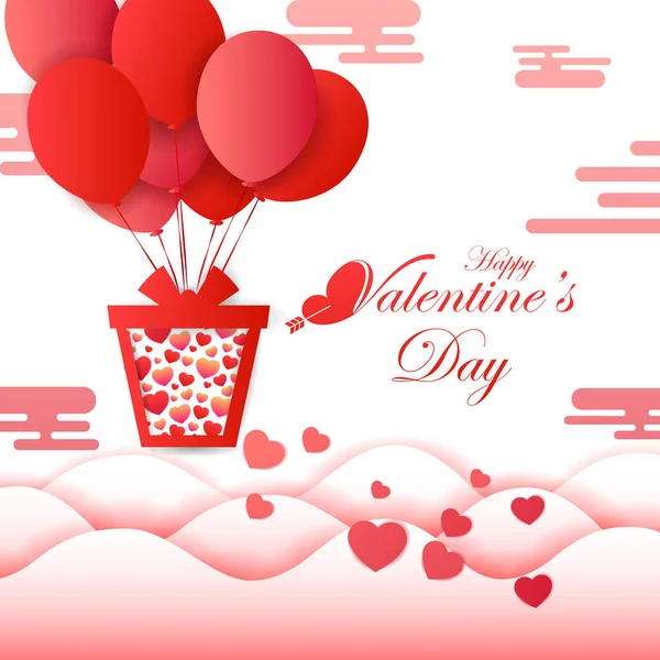 Řezání papíru styl pozadí pozdravy Happy Valentines Day — Stockový vektor
