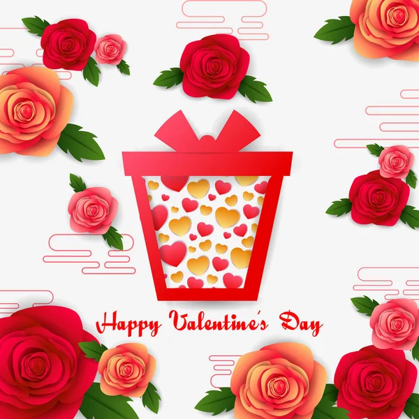Papír vágott stílusú boldog Valentin-napot Üdvözlet háttér — Stock Vector