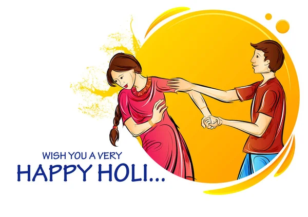 印度人演奏印度音乐节颜色快乐霍利背景 — 图库矢量图片