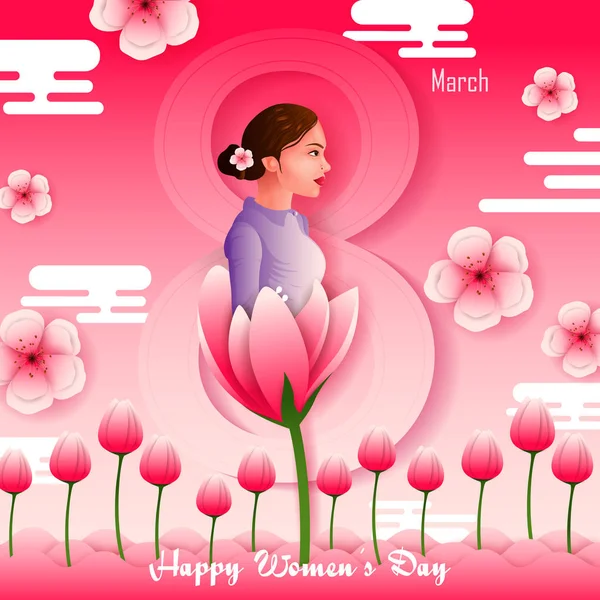 Щасливі Міжнародний жіночий день привітання шпалери фону — стоковий вектор