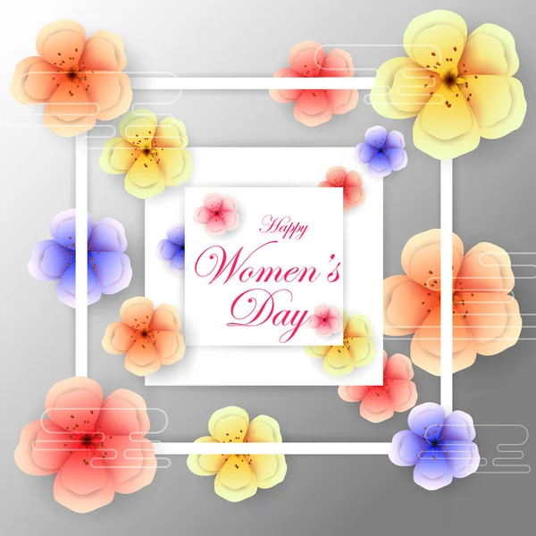 Feliz Día Internacional de la Mujer saludos fondo de pantalla — Vector de stock