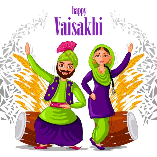 Fond de salutations pour le festival Punjabi Nouvel An Vaisakhi célébré au Pendjab Inde — Image vectorielle